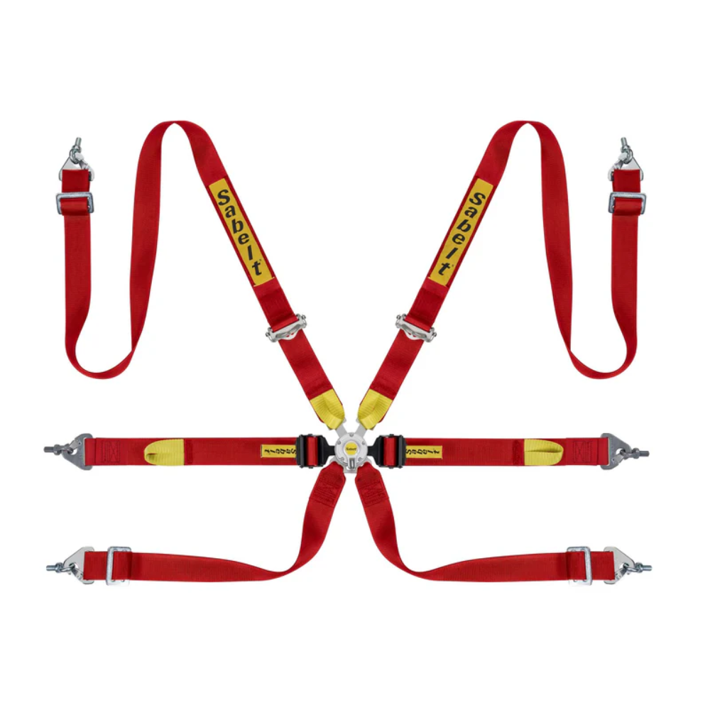 Sabelt 6 Point Seat Belt Harness - Red
