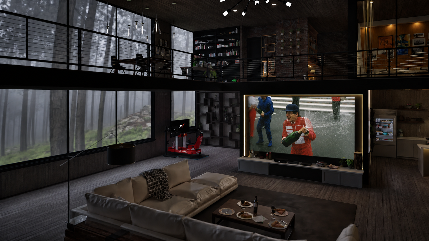Champion livery P2 simulator in a modern residence