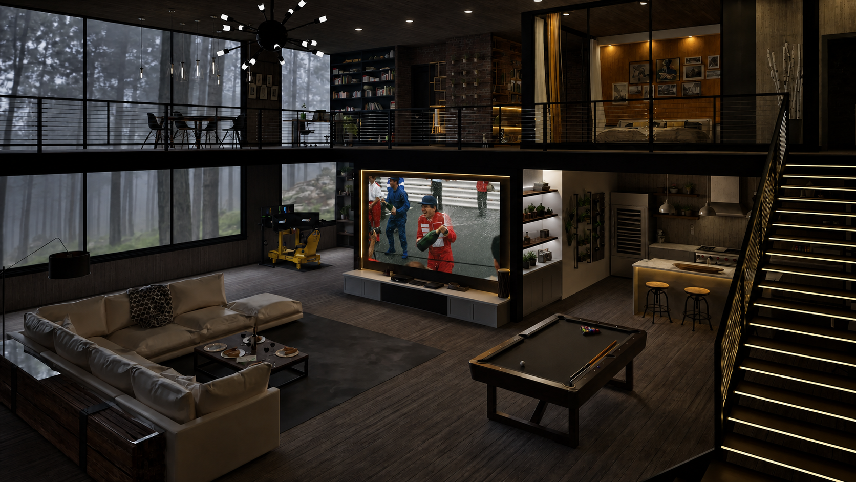 Greatness livery P2 simulator in a modern residence