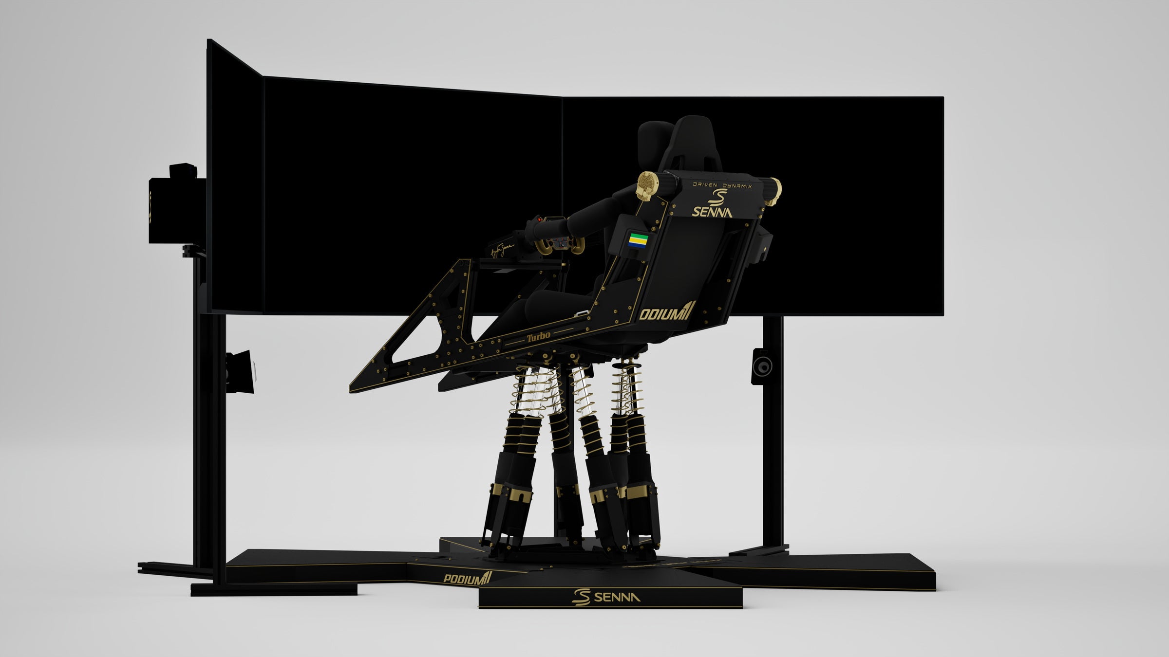 P1 DDX Senna Limited Edition Simulator — Legacy livery, three quarter view