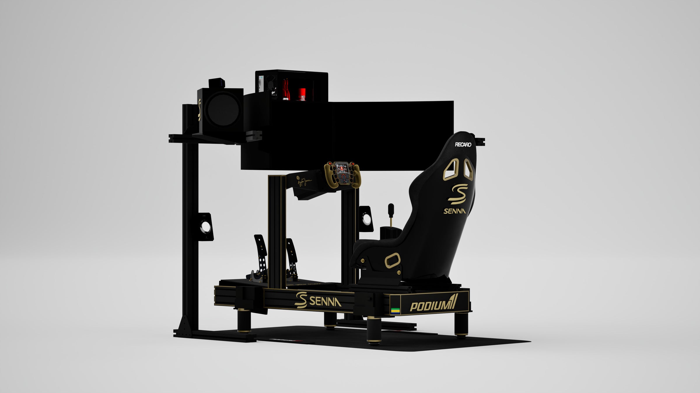 P2 Senna Edition Simulator — Legacy livery, three quarter view