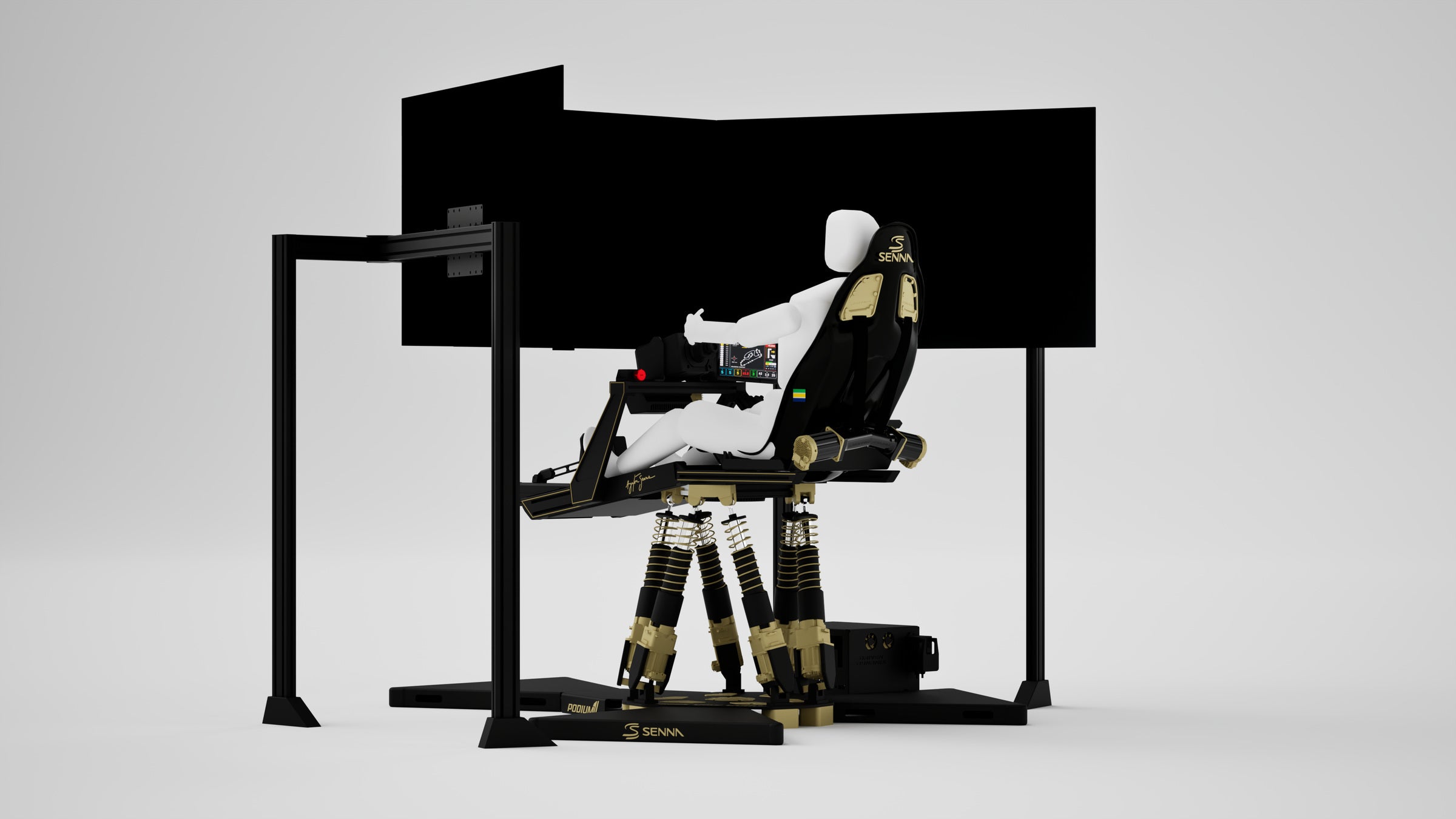 P1 Precision Senna Edition Simulator — Legacy livery, three quarter view